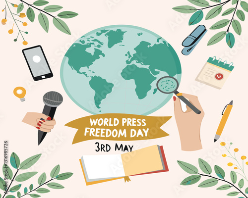 World Press Freedom Day on May 3 vector Illustration