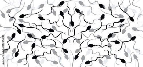 Normal spermatozoide. Cartoon sperm morphology. Basic sperm cell shappes. medical, spermatozoon cells reproduction. Reproductive men health, medical fertilization concept.