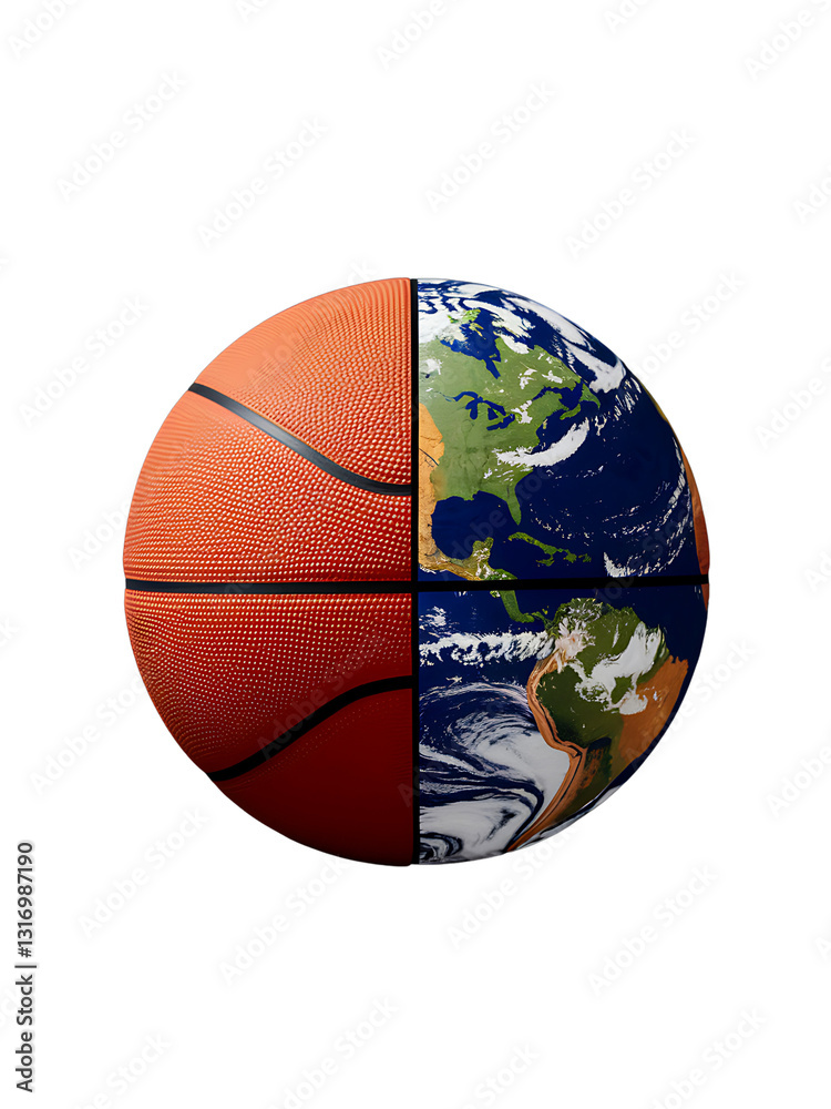 Fototapeta premium Half Basketball, Half Earth A Unique Perspective