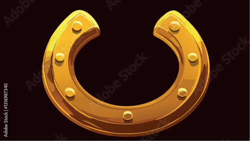 Glowing Golden Horseshoe Symbol of Fortune .eps