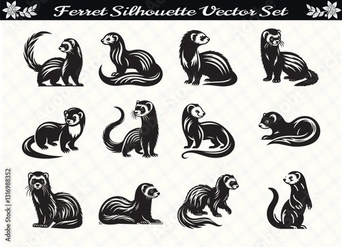 Black Color Ferret Silhouette Vector Illustration for Digital and Print Design