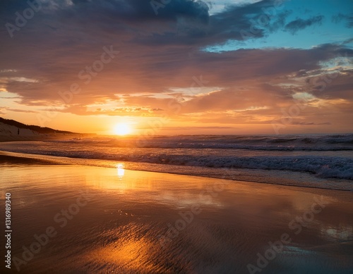 Puesta de sol en una playa paradisiaca