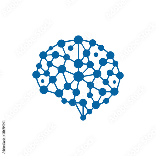 modern human brain in low poly particles tech style Logo design. Brain Tech Logo Design Vector design.