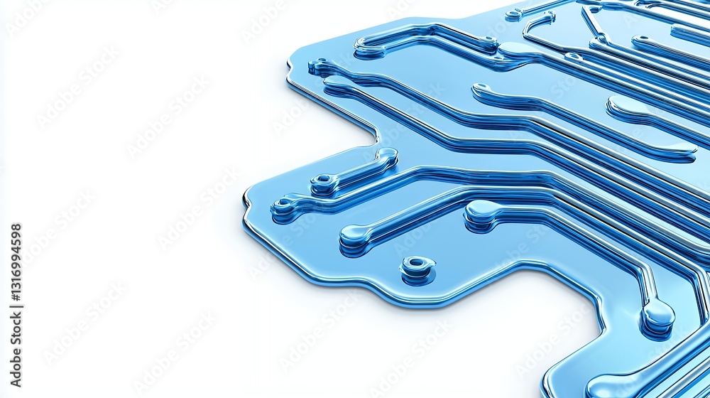 Fototapeta premium Abstract Blue Circuit Board Texture on White Background