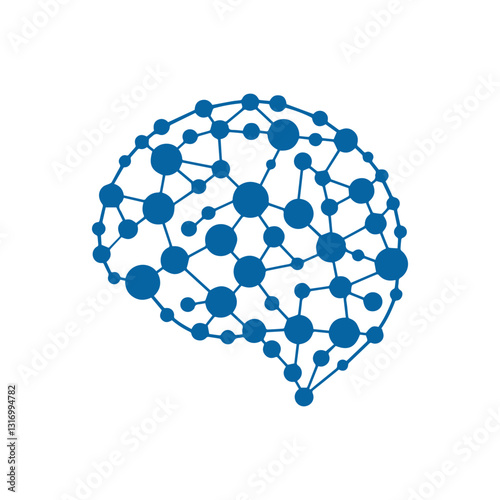 modern human brain in low poly particles tech style Logo design. Brain Tech Logo Design Vector design.