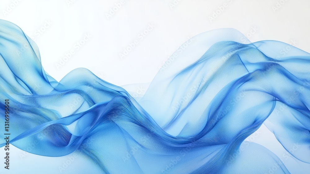 Elegant blue wave design in abstract motion on a white backdrop, offering a refined look for posters, banners, or wallpaper Elegant blue wave design in abstract motion on a white backdrop, offering a refined look for posters, banners, or wallpaper