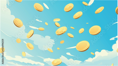 Sky Filled with Golden Coins .eps