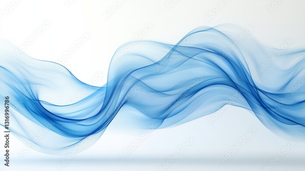 Fototapeta premium Elegant blue wave design in abstract motion on a white backdrop, offering a refined look for posters, banners, or wallpaper