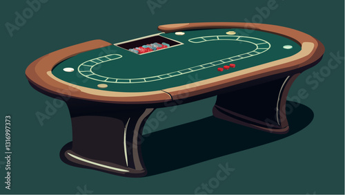 Stylish Poker Table with Chips and Cards .eps