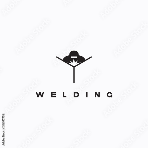 
illustration consisting of an image of a welder in the form of a symbol or logo