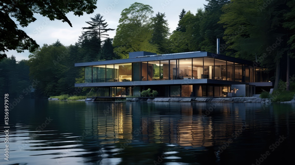 Fototapeta premium glass house lake