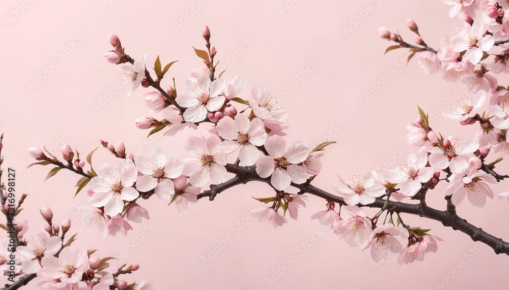 Cherry Blossom Branches in Soft Pink Background Cherry Blossom Branches in Soft Pink Background