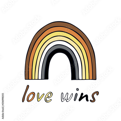 Colorful rainbow shape Bear brotherhood pride flag Happy pride day LGBTQIA community Pride Month Vector hand drawn doodle for posters, stickers, logo, cards