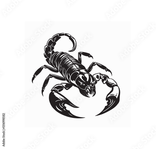 Emperor Scorpion Image vector. Black and white Emperor Scorpion Image isolated on white background.