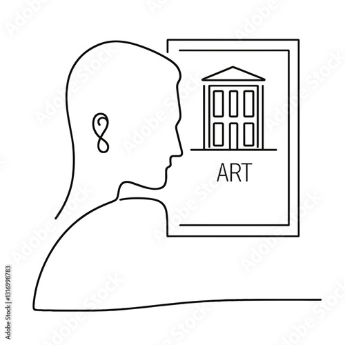 Art appreciation silhouette focusing on museum exhibit, ideal for educational content