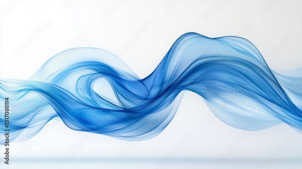 Fototapeta premium Premium blue wave patterns in abstract design on a white backdrop, clean and minimalistic, perfect for visual displays