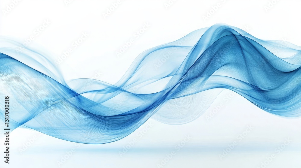 Fototapeta premium Premium blue wave patterns in abstract design on a white backdrop, clean and minimalistic, perfect for visual displays