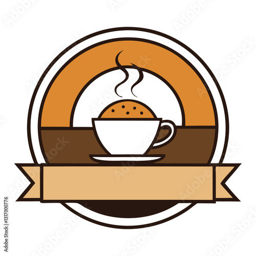 A stylish and inviting logo for a coffee shop and restaurant, featuring a steaming coffee cup with elegant typography, warm earthy tones, and a cozy, modern design.