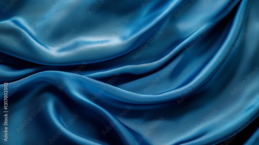 Fototapeta premium Silky Blue Fabric Texture Folds as Elegant Background for Design Projects