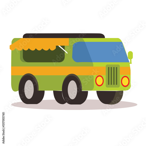 food truck illustration.Food Trucks. Fast food truck city car. Street food truck