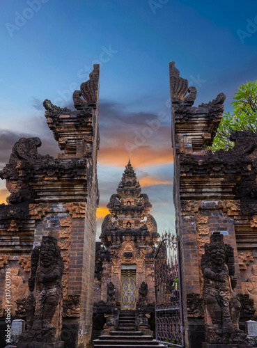 Balinese ornate decorated Hinu temple in Kuta on the island of Bali Indonesia