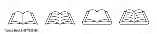 Book icon set. Book line art. Editable line width. Vector illustratio