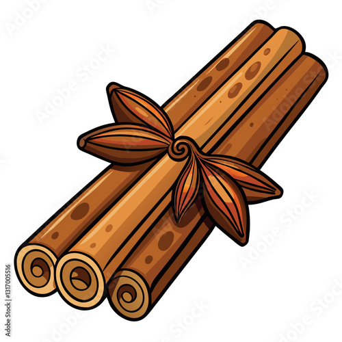 Illustration-of-cinnamon isolated.