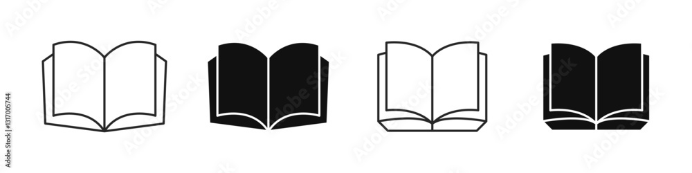 Book icon set. Open book symbol vector. Book silhouette. Editable stroke Book icon set. Open book symbol vector. Book silhouette. Editable stroke
