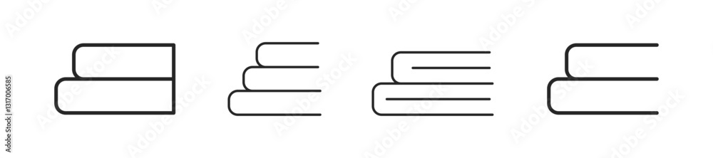 Stack of books icon. Book line icon symbol. Editable stroke width Stack of books icon. Book line icon symbol. Editable stroke width