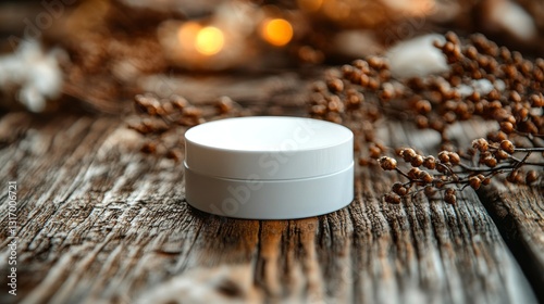 Cream Jar on Rustic Wooden Table