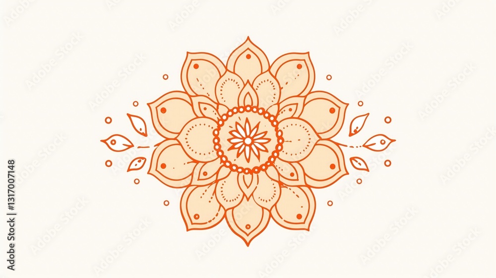 Ramadan themed intricate mandala floral pattern design. Elegant orange flower ornament on light background, suitable for festive decorations and wallpaper. Ramadan themed intricate mandala floral pattern design. Elegant orange flower ornament on light background, suitable for festive decorations and wallpaper.
