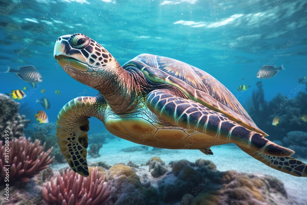 sea turtle swimming in sea sea turtle swimming in sea