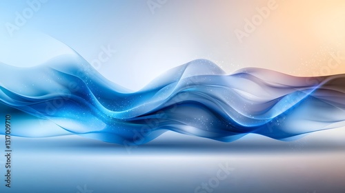 Elegant and Fluid Blue Wind Currents Dancing Across a Pristine White Background Creating a Serene and Refreshing Atmosphere with Soft Transparent Layers and Flowing Gradients