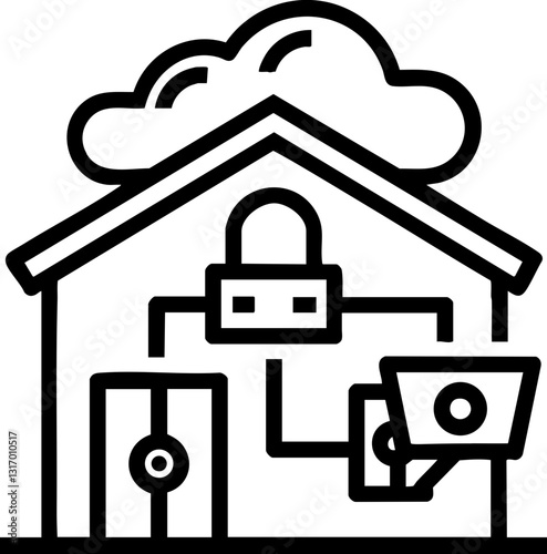 Smart home technology with cloud connectivity illustration.