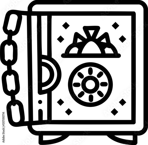 Illustration of a secure safe with decorative elements.