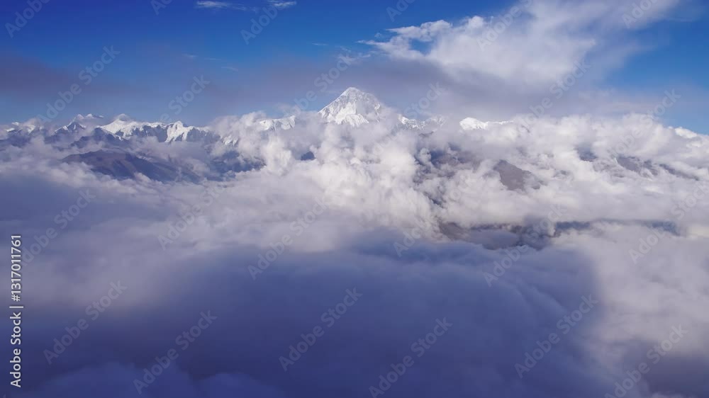 Breathtaking Aerial View of Zimei Pass With Clouds and Snowy Mountains at Sunrise Breathtaking Aerial View of Zimei Pass With Clouds and Snowy Mountains at Sunrise