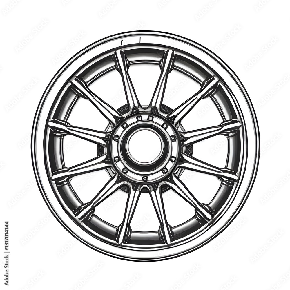 Obraz premium Intricate Car Wheel Rim with Multi-Spoke Design – Automotive Detailing Excellence