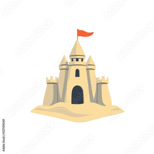 Simple Cartoon Sand Castle 