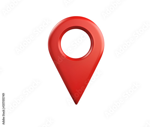 3D red location icon on a transparent background, simple design, no shadow, white background, PNG file