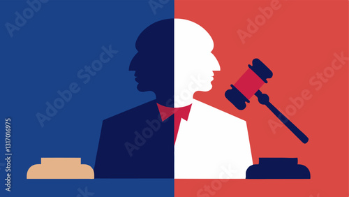 Split Scene A split illustration showing the judges serious expression on one side and the gavel hitting the sound block on the other symbolizing the impact of the ruling.