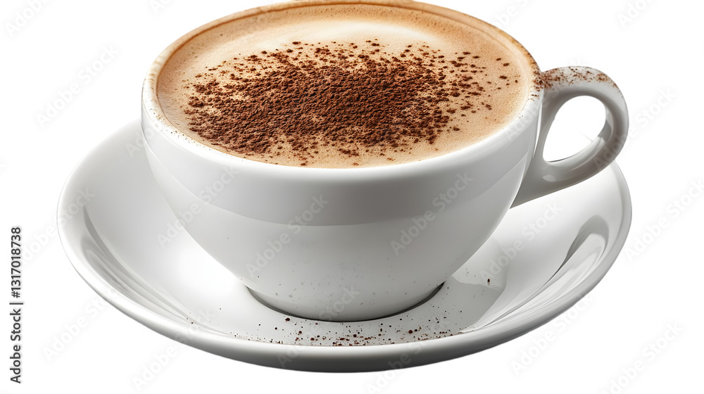 Fototapeta premium Cappuccino Coffee Drink in White Cup Realistic Image