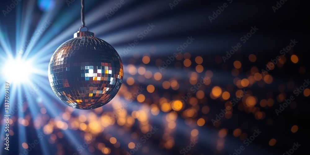 Fototapeta premium Sparkling Disco Ball, Night Party Background