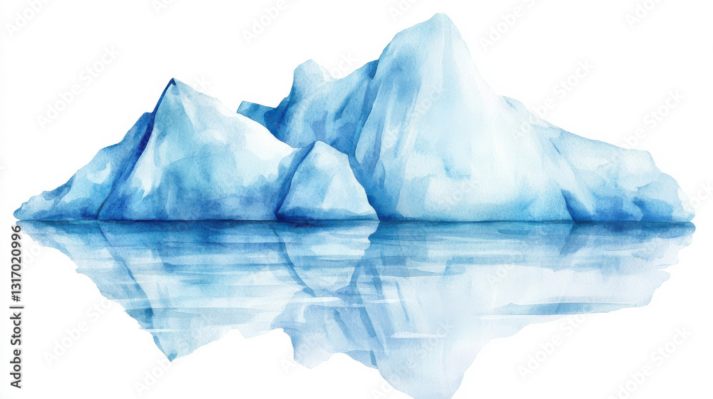 Obraz premium A serene depiction of an iceberg reflecting on calm waters, illustrating nature's beauty.
