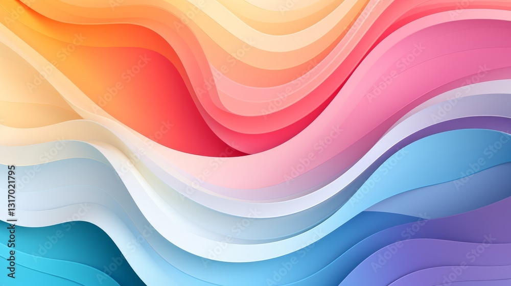 Abstract White Wave Paper Curved Reliefs Background Panorama View Gradient Multicolor Wave Curve Lines Banner Background Abstract White Wave Paper Curved Reliefs Background Panorama View Gradient Multicolor Wave Curve Lines Banner Background