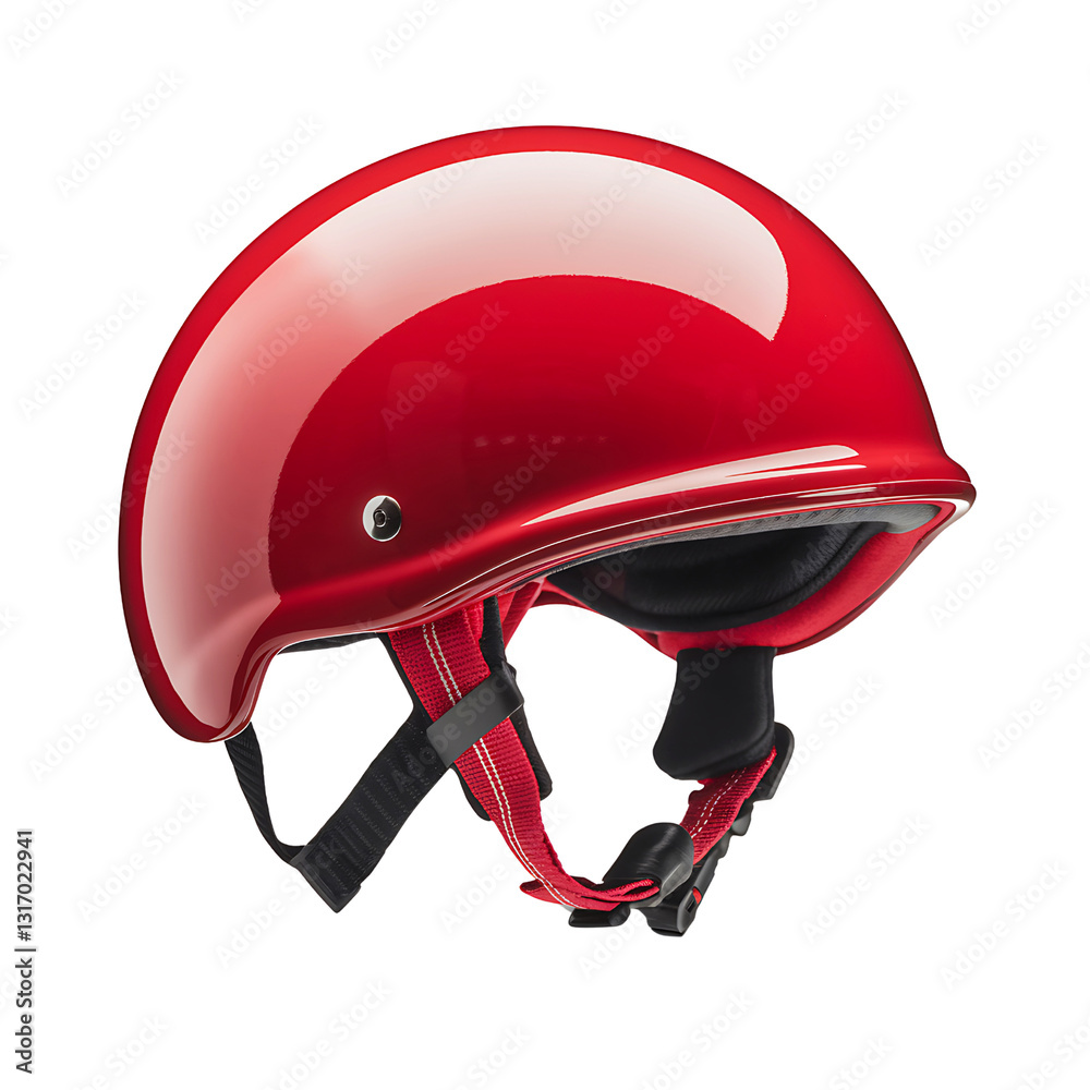 Fototapeta premium Vibrant Red Safety Helmet on White Background