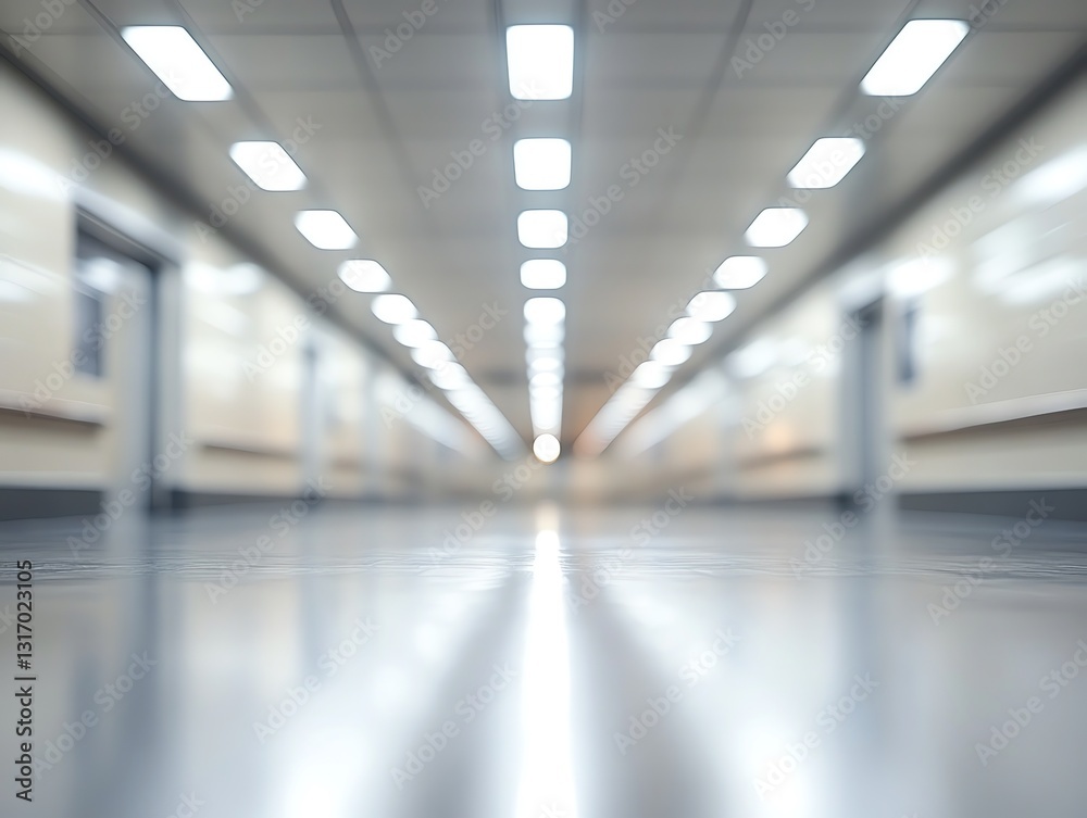 Expansive Corridor with Bright Lighting and Polished Floors in Modern Setting Expansive Corridor with Bright Lighting and Polished Floors in Modern Setting