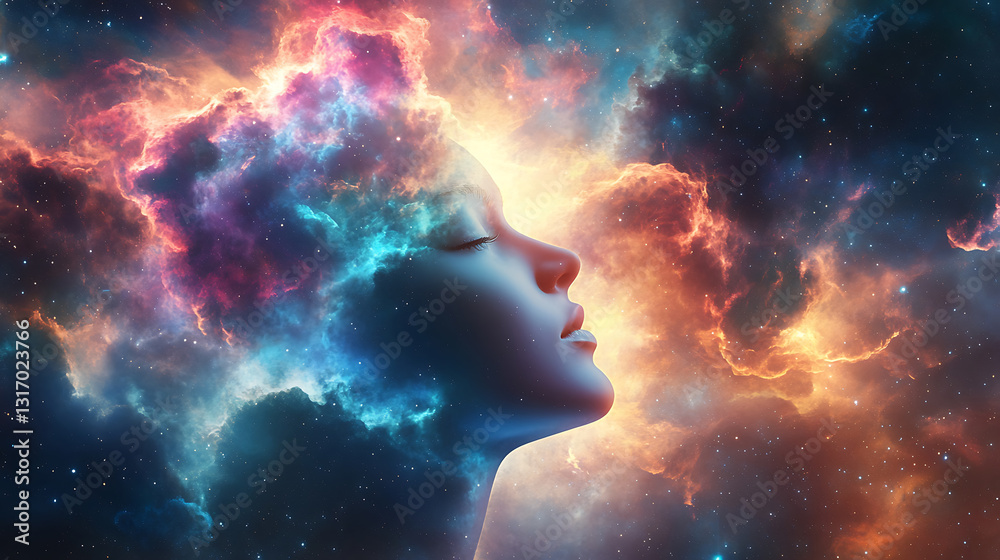 Fototapeta premium A surreal glowing cloud of energy reflects a subconscious dream