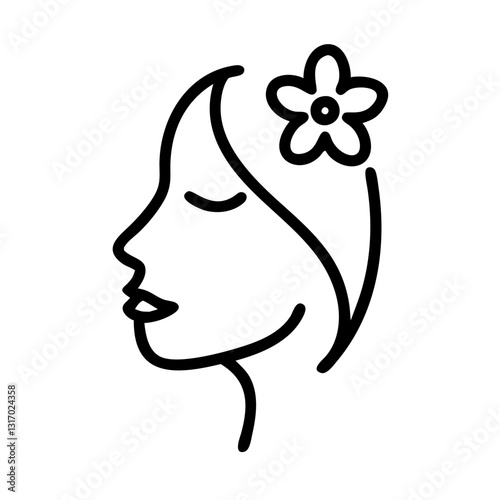 Woman’s face with a flower symbol of beauty femininity and elegance