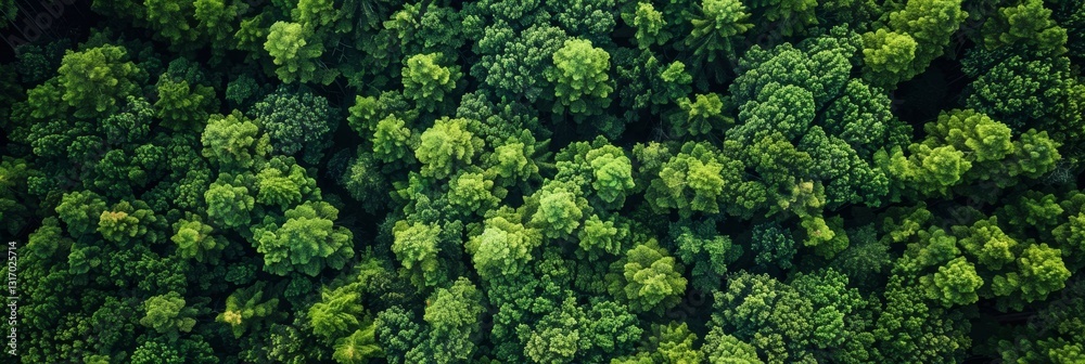 Aerial view of a dense green forest for environmental and ecological themes and concepts Aerial view of a dense green forest for environmental and ecological themes and concepts