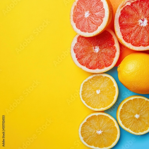 Vibrant citrus slices on a colorful background